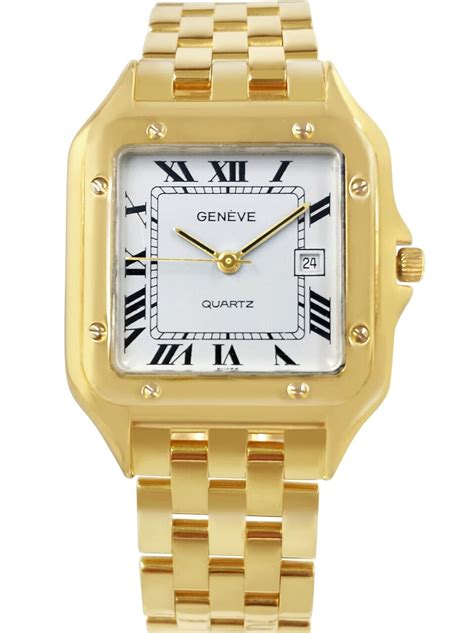 geneve quartz gold watch